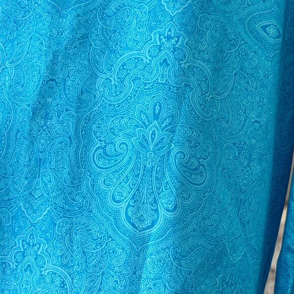 AXXESS Men’s Shirt Large Turquoise Paisley Long Sleeve Button-Up Contrast Collar - Picture 7 of 12